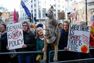Climate change protests stretch to London as Australia bushfires rage
